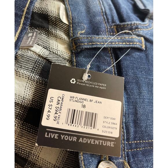 Eddie Bower Plus Flannel Lined Boyfriend Jeans Size‎ 18 - Picture 8 of 9